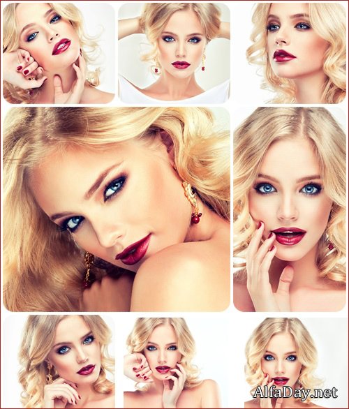 Blond fashion model girl- stock photo