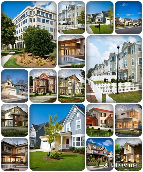 Street of residential houses - stock photo