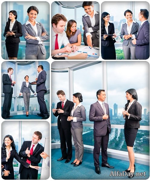 Businesspeople having meeting in office - stock photo