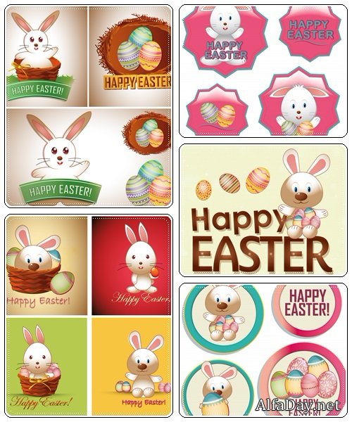 Set of spring and easter vintage elements, part 25  - vector stock