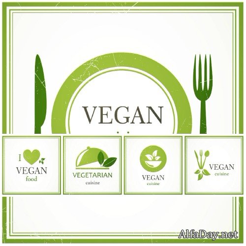 �������������� ����, ��������� ���� / Vegetarian menu, vector backgrounds