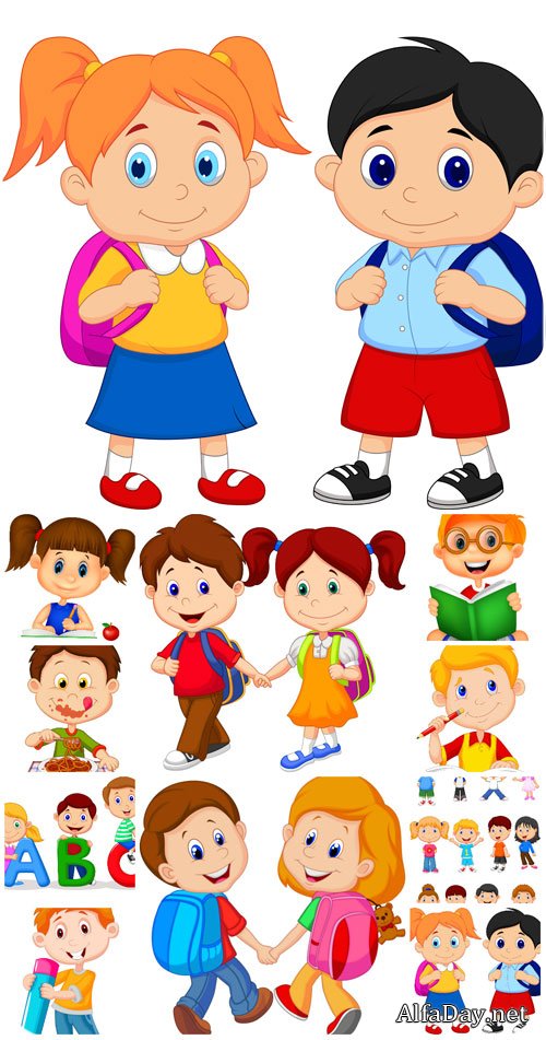 ��������� ���� � �������, �������� � �������, ��������� / Small children in the vector