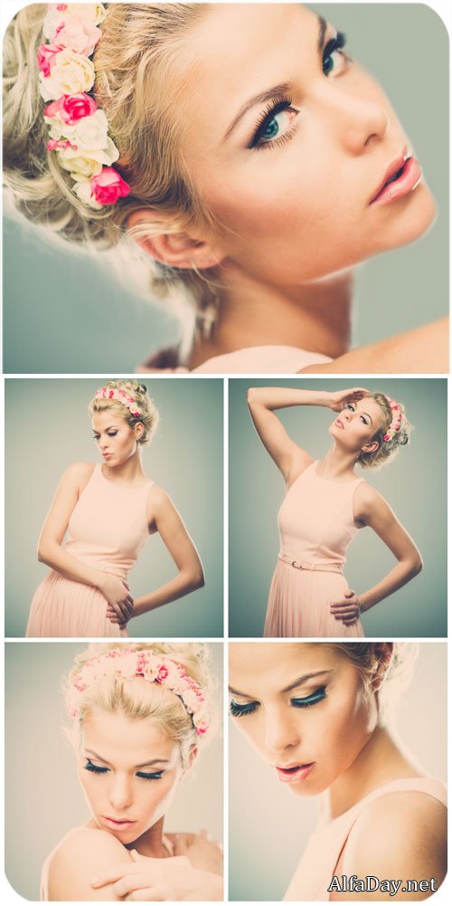 ������� � ����� ����� / Girl in retro style - Stock Photo