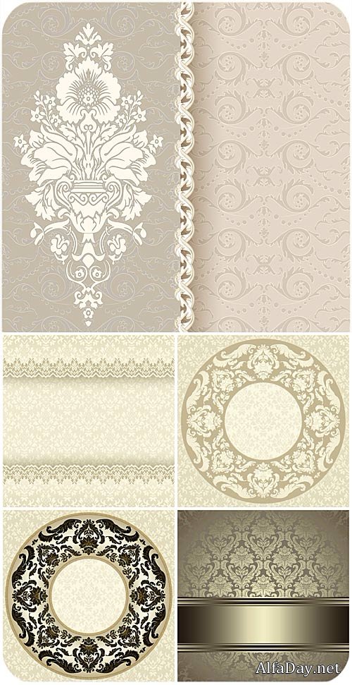 ��������� ���������, ��������� ���� � ������� / Vintage ornaments, vector backgrounds with patterns