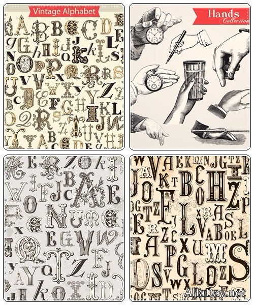 Vintage Alphabet background - vector stock
