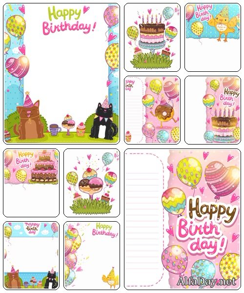 Happy birthday backgrounds, 25  - vector stock