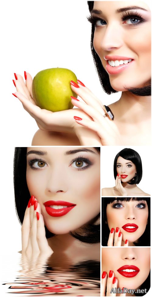 ������� � ����� �������� / Girl with bright makeup - Stock Photo