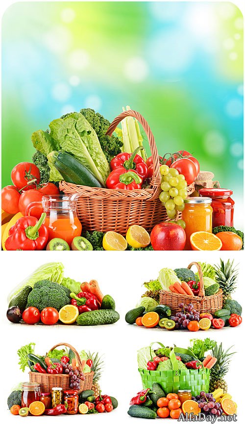 �����, ������� � ���������� / Vegetables, baskets with products - stock photos