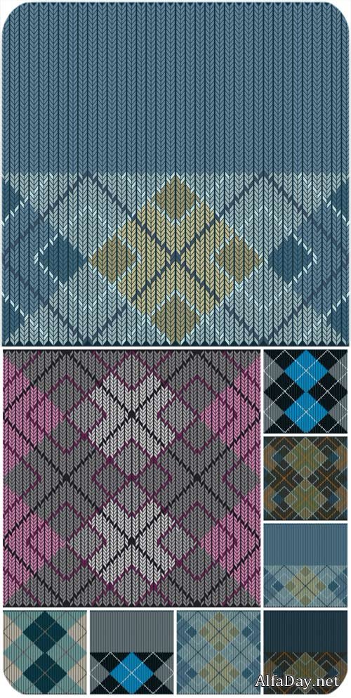��������� �������� �������� - ��������� ���� / Vector backgrounds, seamless knitted texture