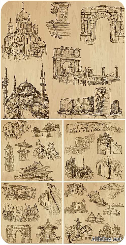 ����������� ������ ����� ����, ������ / Architecture around the world, vector
