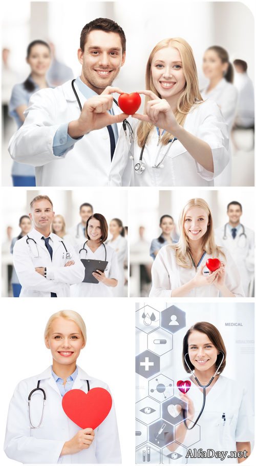 ����� � ���������, �������� / Doctors with heart, medicine - Stock photo
