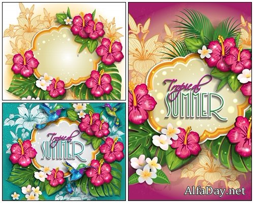 Tropical summer background fuchsia - vector stock