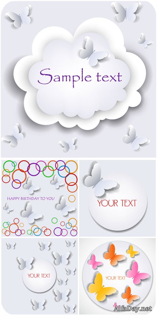 ��������� ���� � ��������� � ������ ��� ������ / Vector background with butterflies and space for text