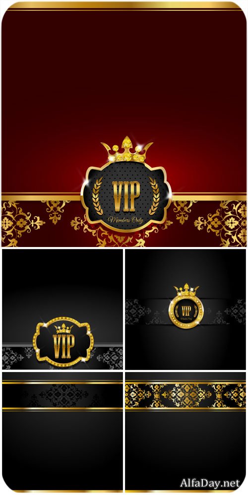 Vip backgrounds vector, gold decor
