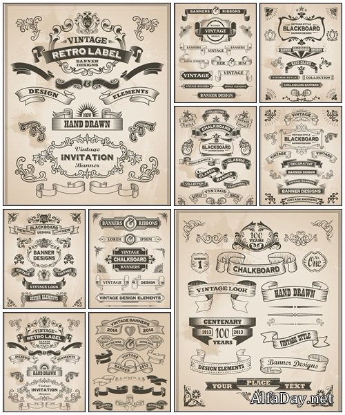 Retro elements, part 15 - vector stock