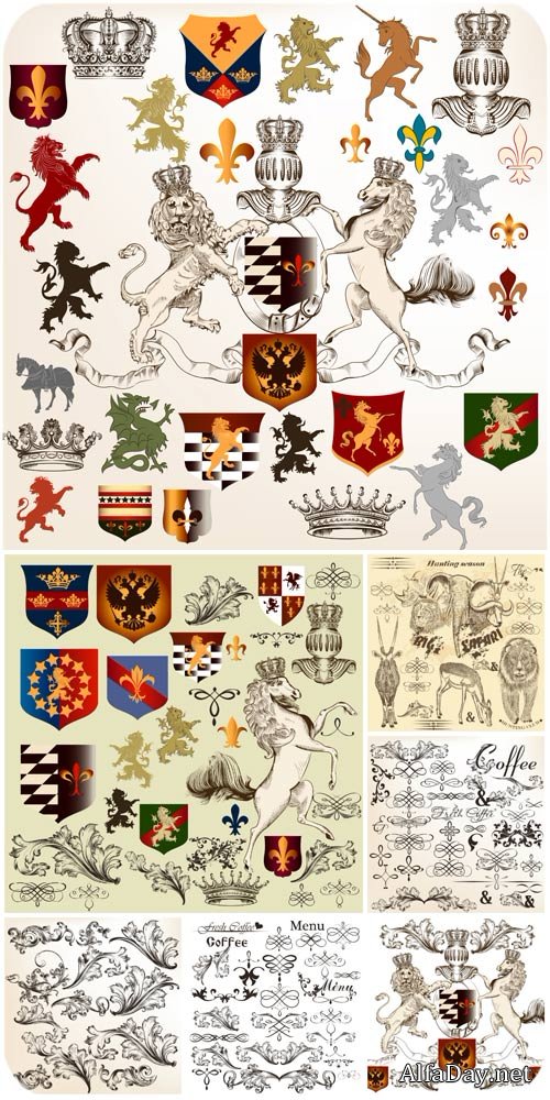 ������������ ��������, ���������, �������� � ������� / Design elements vector 