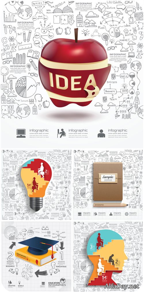 ������-���������, ����, ����������� � ������� / Business concept, ideas, infographics vector