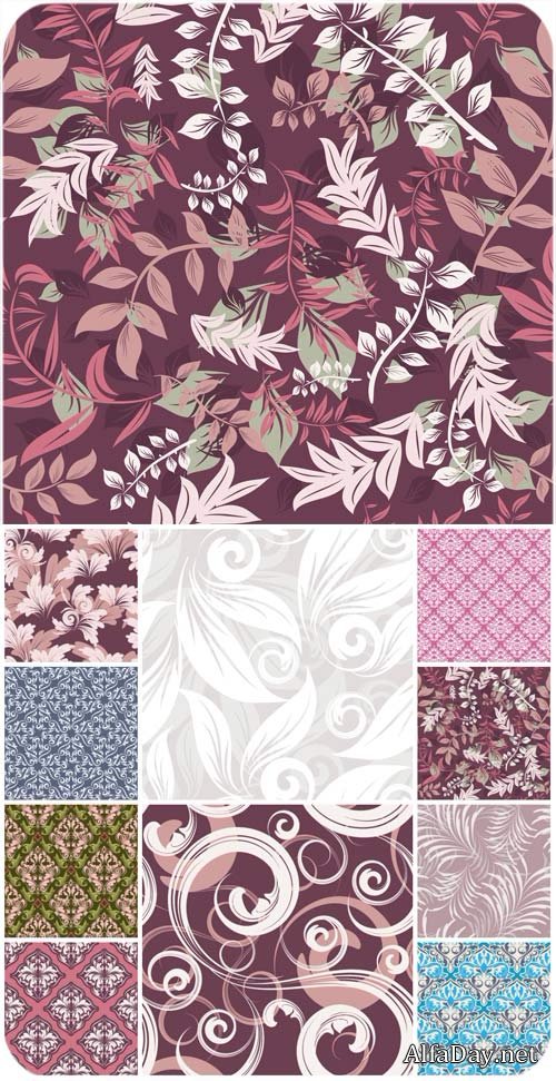 ��������� ���� � ���������� �������, ��������� ��������� / Vector backgrounds with floral patterns, vintage ornaments