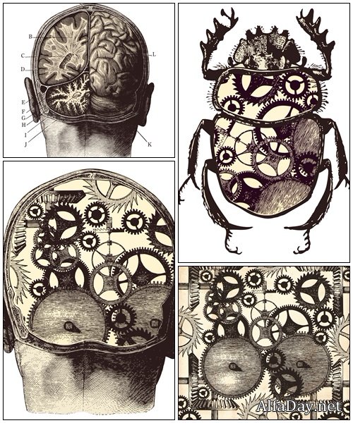 Mechanical brain - vector stock