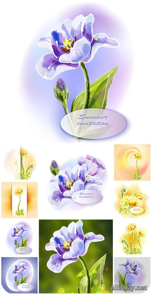 Vector invitation with flowers
