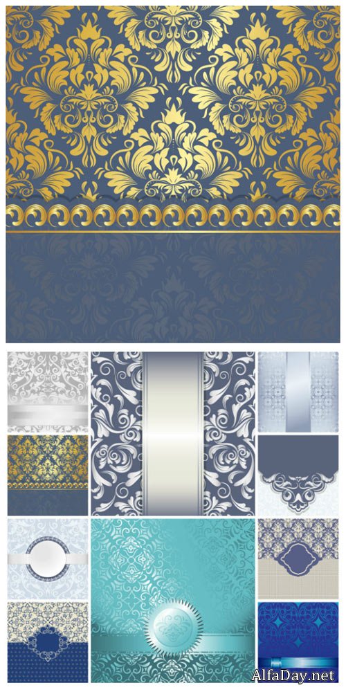 ���� � �������� � ������������ ������� / Backgrounds with gold and silver ornaments