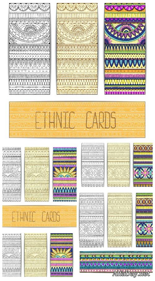 ���������� �������� � ������� / Ethnic cards vector