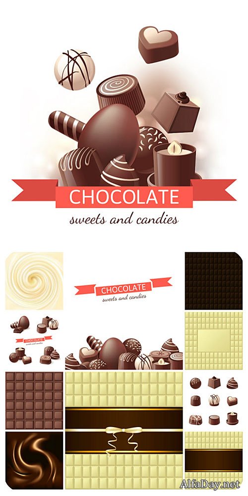 �������, �������, ��������� ���� / Chocolate, sweets, vector backgrounds