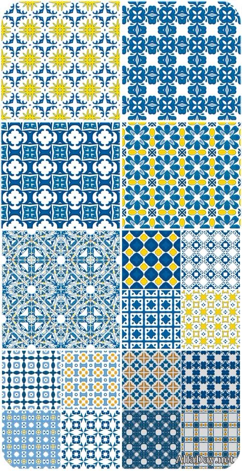 ����� � ������ �����, ��������� ���� / Blue and yellow patterns, vector backgrounds