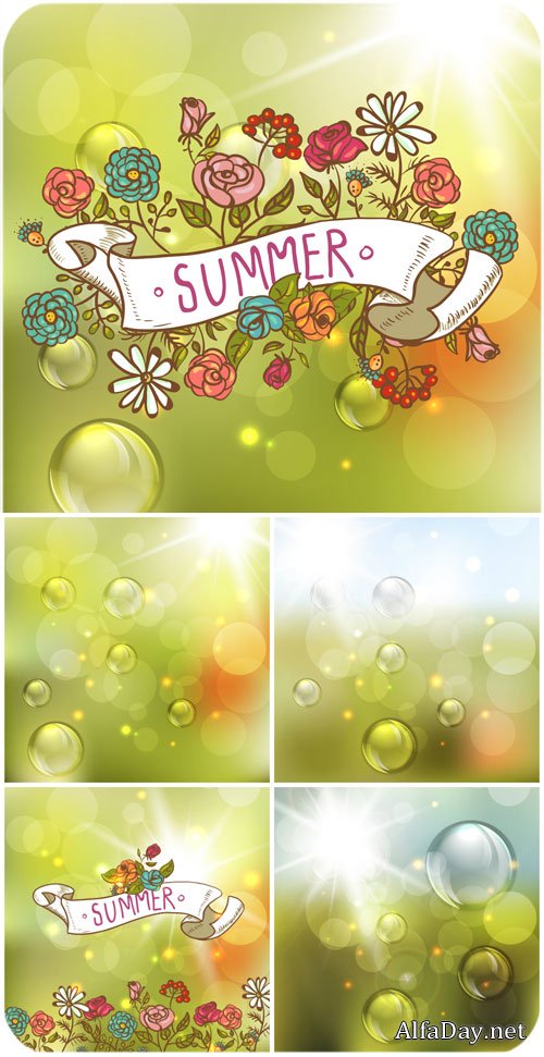 ������ ��������� ���� � ������� / Summer vector background with flowers