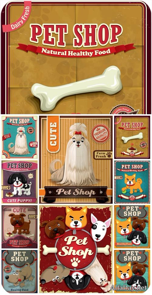 �������� � ��������� � ������� / Labels with animals vector
