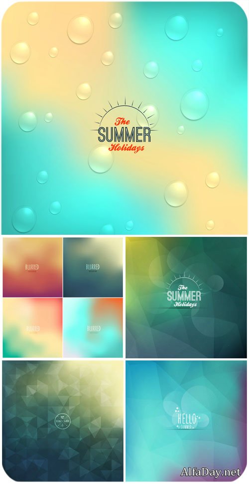 ������ ��������� ���� ������� �������� / Summer vector backgrounds blue shades