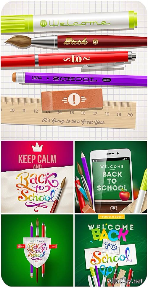 �������� ������, ���� � ������� � ����������� / School vector backgrounds