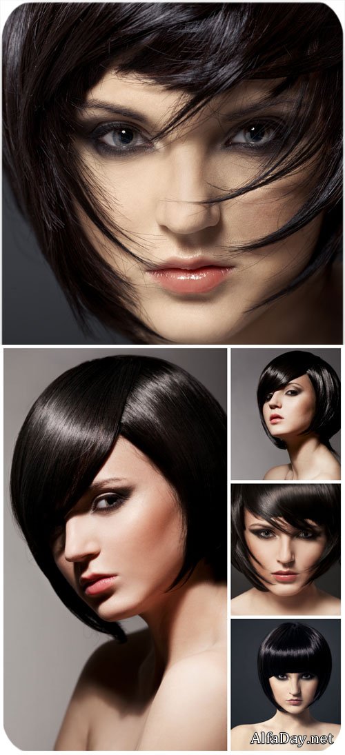 �������� � �������� �������� / Brunette with short hair - Stock Photo