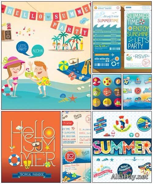 Summer posters, 8 - vector stock