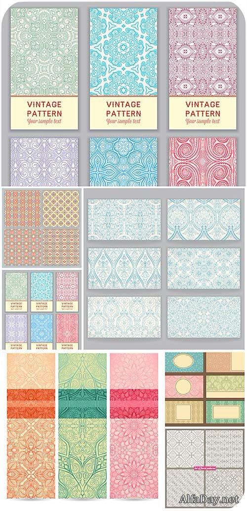 ��������� ��������, ��������� ���� � ������� / Vintage texture, vector backgrounds with patterns