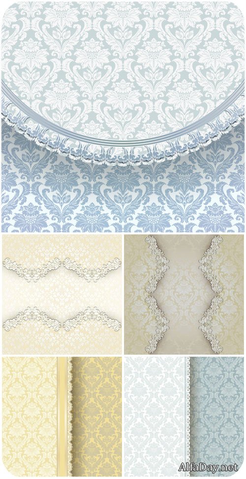 ��������� ��������� ���� � �������� � ������� ������� / Vintage vector background with blue and yellow pattern