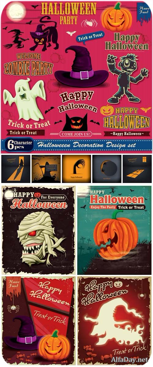 ��������, ��������� ��������� ���� / Halloween vintage vector backgrounds