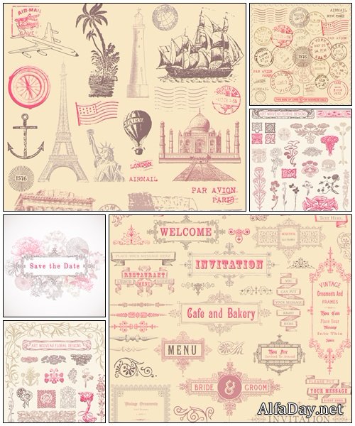 Vintage elements, part 45- vector stock