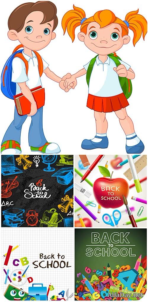 ���������, ��������� �������� ���� / Pupils, school vector backgrounds