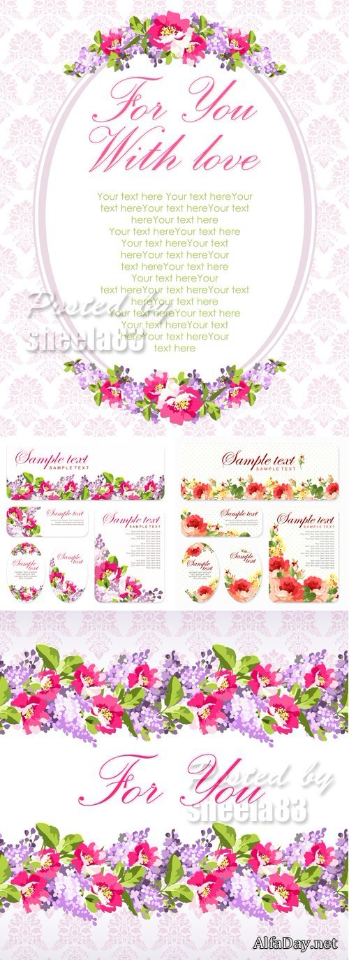 Floral Banners & Cards Vector