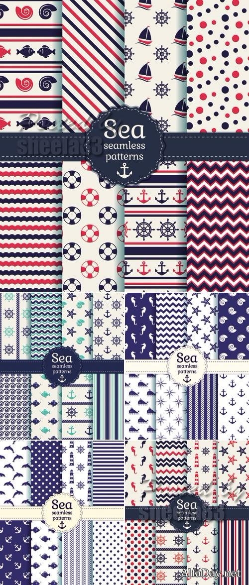Sea Seamless Patterns Vector