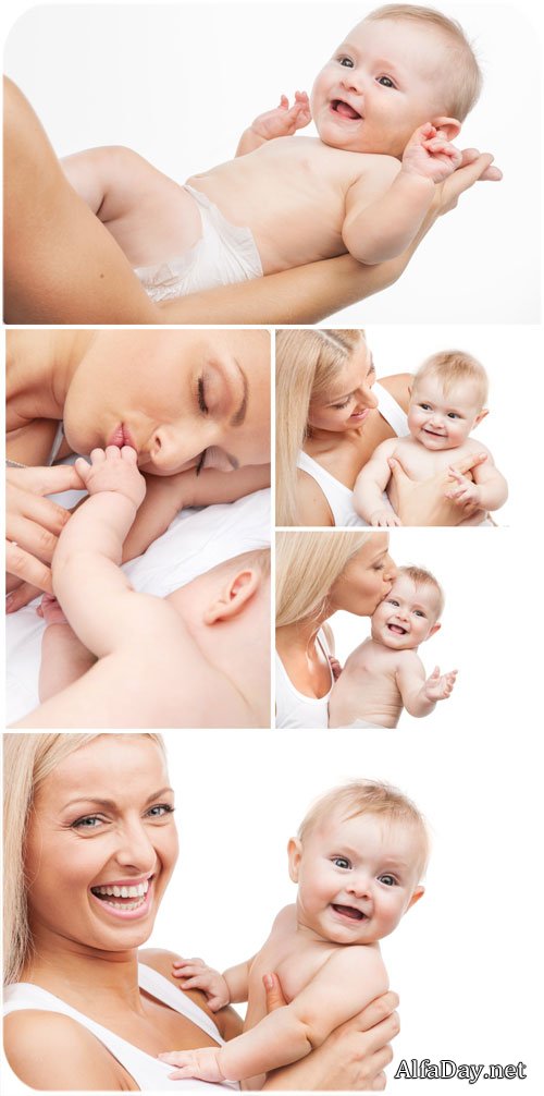 ���������� ������� � ��������� �������� / Happy woman with a small child - Stock Photo