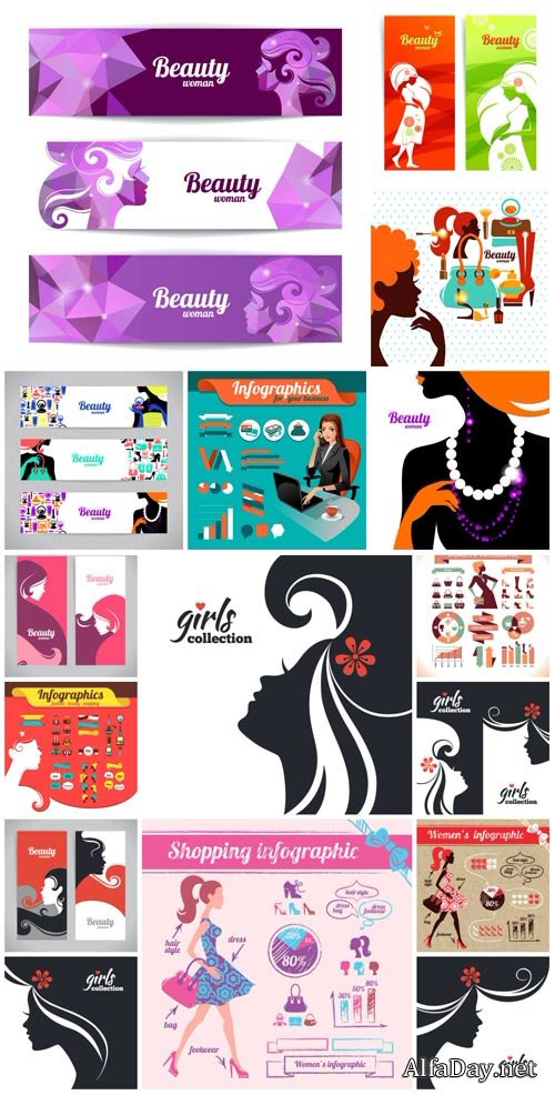 ������� ������, ����������� / Female vector, infographics