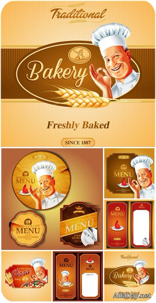 ���� ���� � �������, ����, ����� / Menu backgrounds vector, bread, pizza