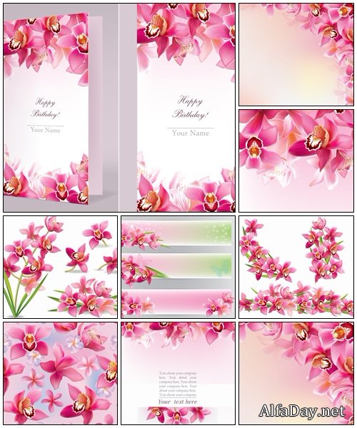 Seamless pattern with orchids - vector stock