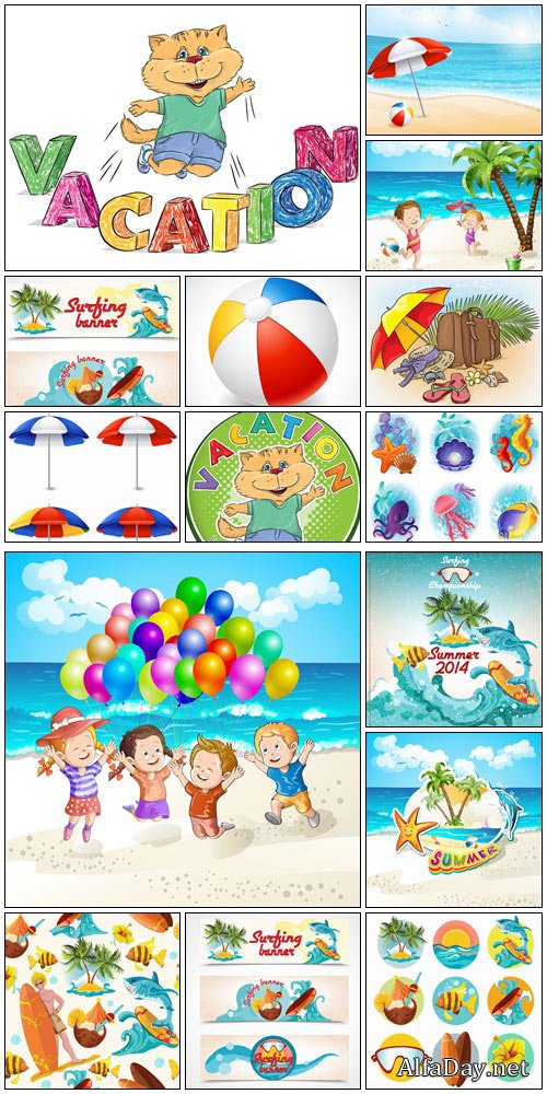 Summer elements set - vector stock