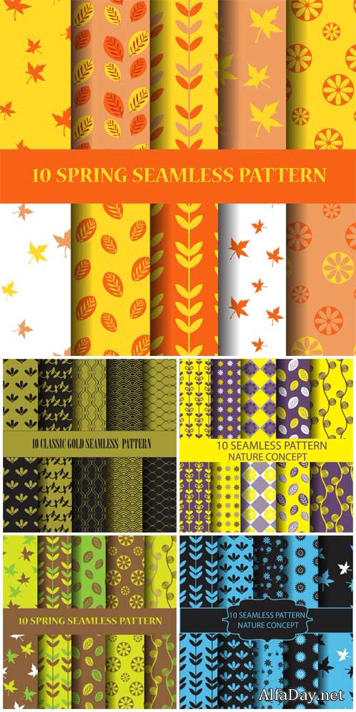 ��������� � ������� ��������, ���� � ������� / Natural and autumn textures, backgrounds vector
