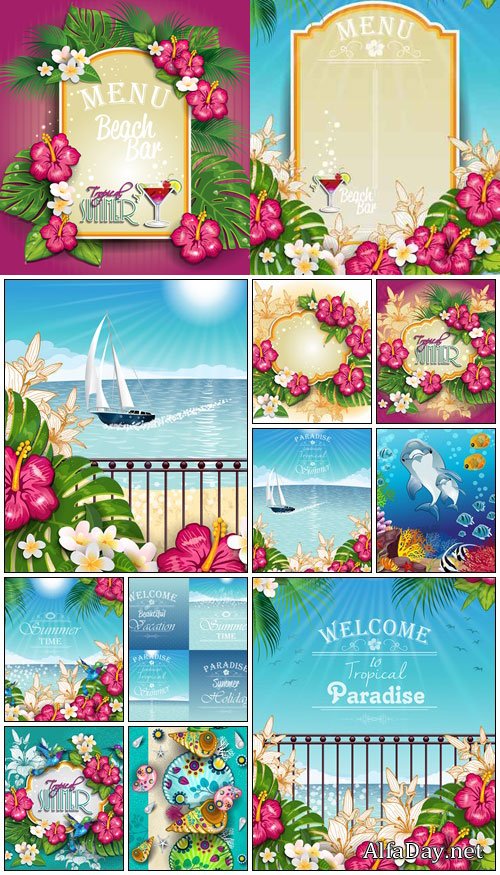 Landscape Tropical Paradise - vector stock