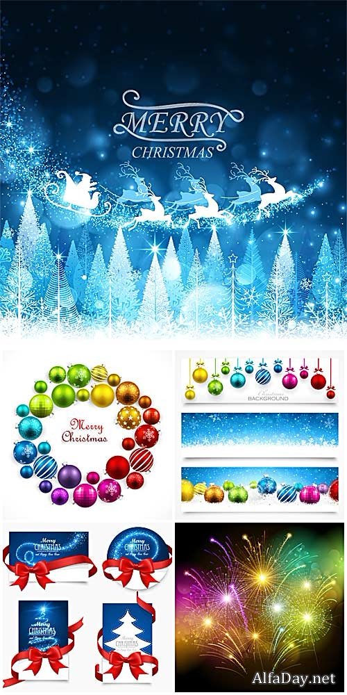�������������� ������, ������ / Christmas vector, fireworks