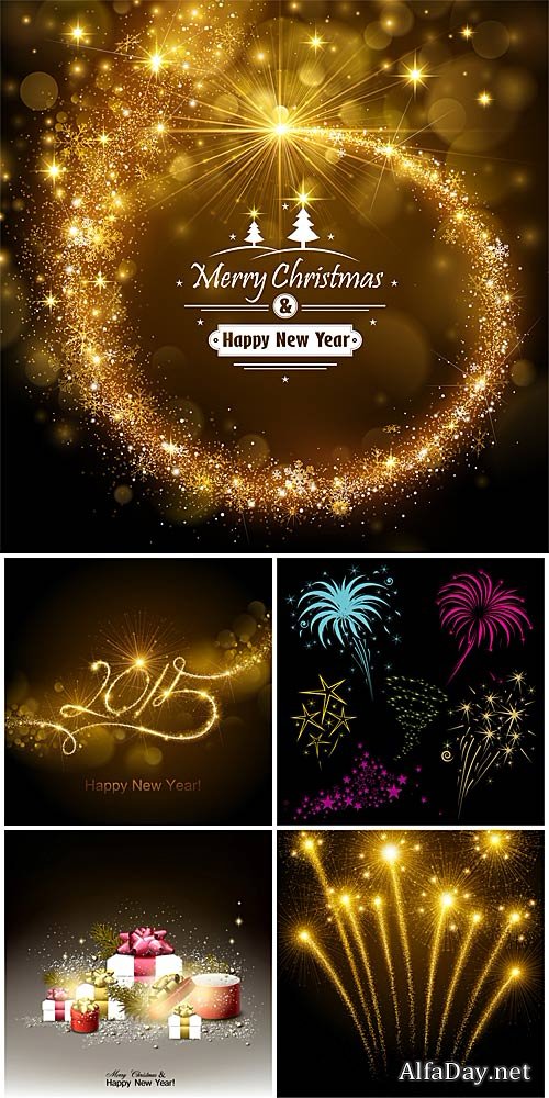 �������������� ��������� ����, �������, ������ / Christmas vector backgrounds, gifts, fireworks